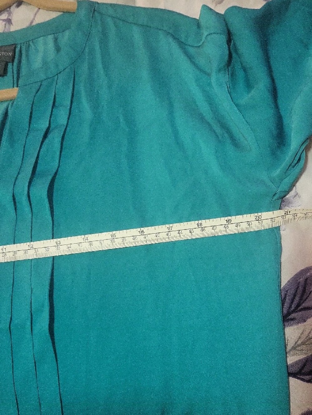 Covington Teal Pleat-Front Women's Blouse - Picture 4 of 6